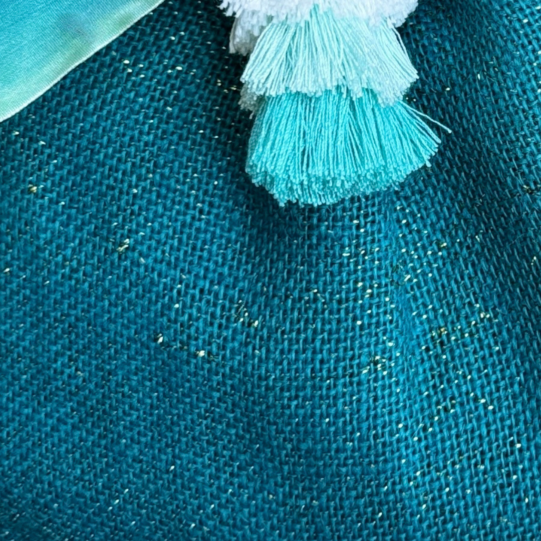 Jute Pink & Turquoise Batwa Bags (Set of 2)