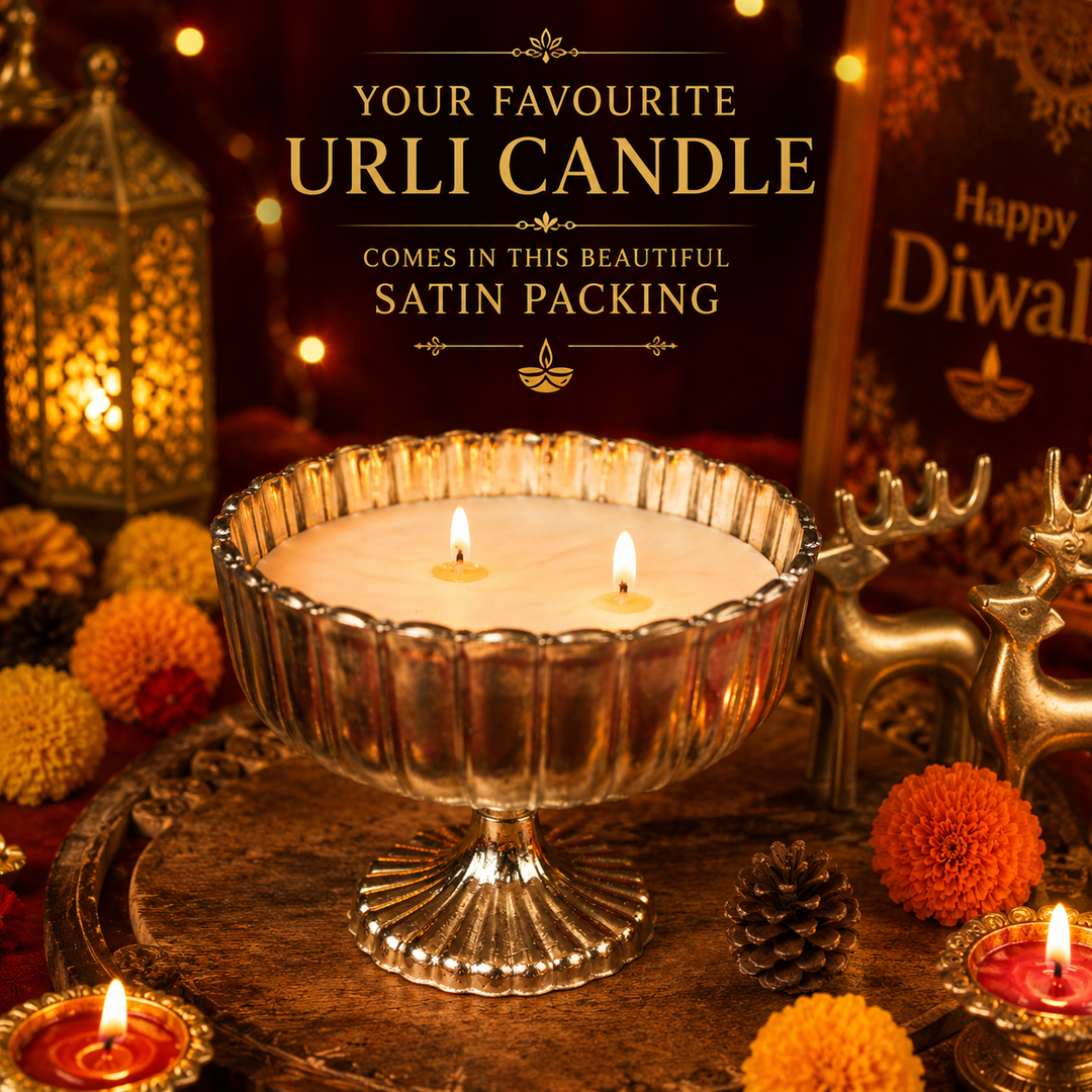 Silver Shimmer Urli Decorative Candle – Elegant Festive Soy Wax Candle - https://artecasa.in/