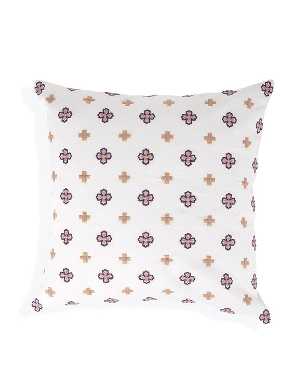 Set Of 2 - Purple Embroidered Cushion Cover - 16"X16"