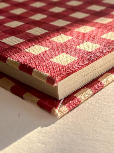 Handcrafted Sustainable A5 Diary Journal Notebook l Handmade Paper l Red Checks