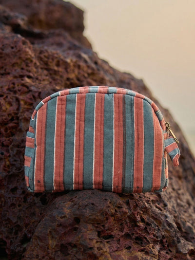 Sustainable Quilted Cotton Travel Pouch Set | Green Checks Classic Organiser Set
