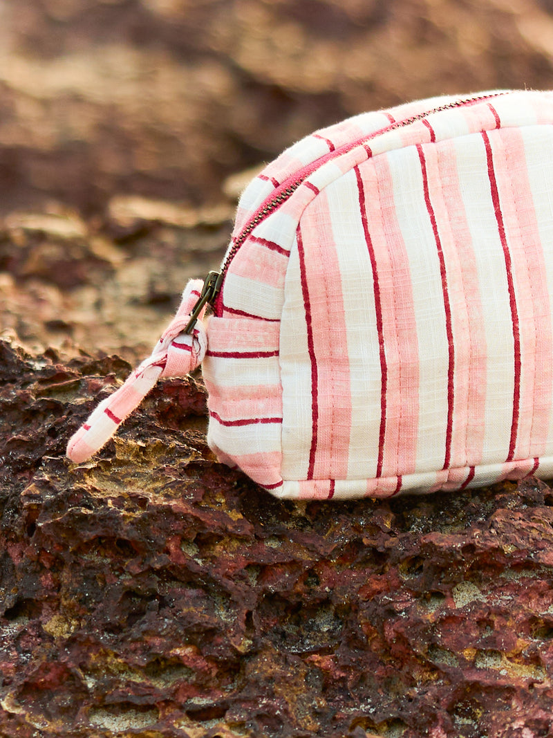 Sustainable Quilted Cotton Travel Pouch Set | Rosé Classic Organiser Set
