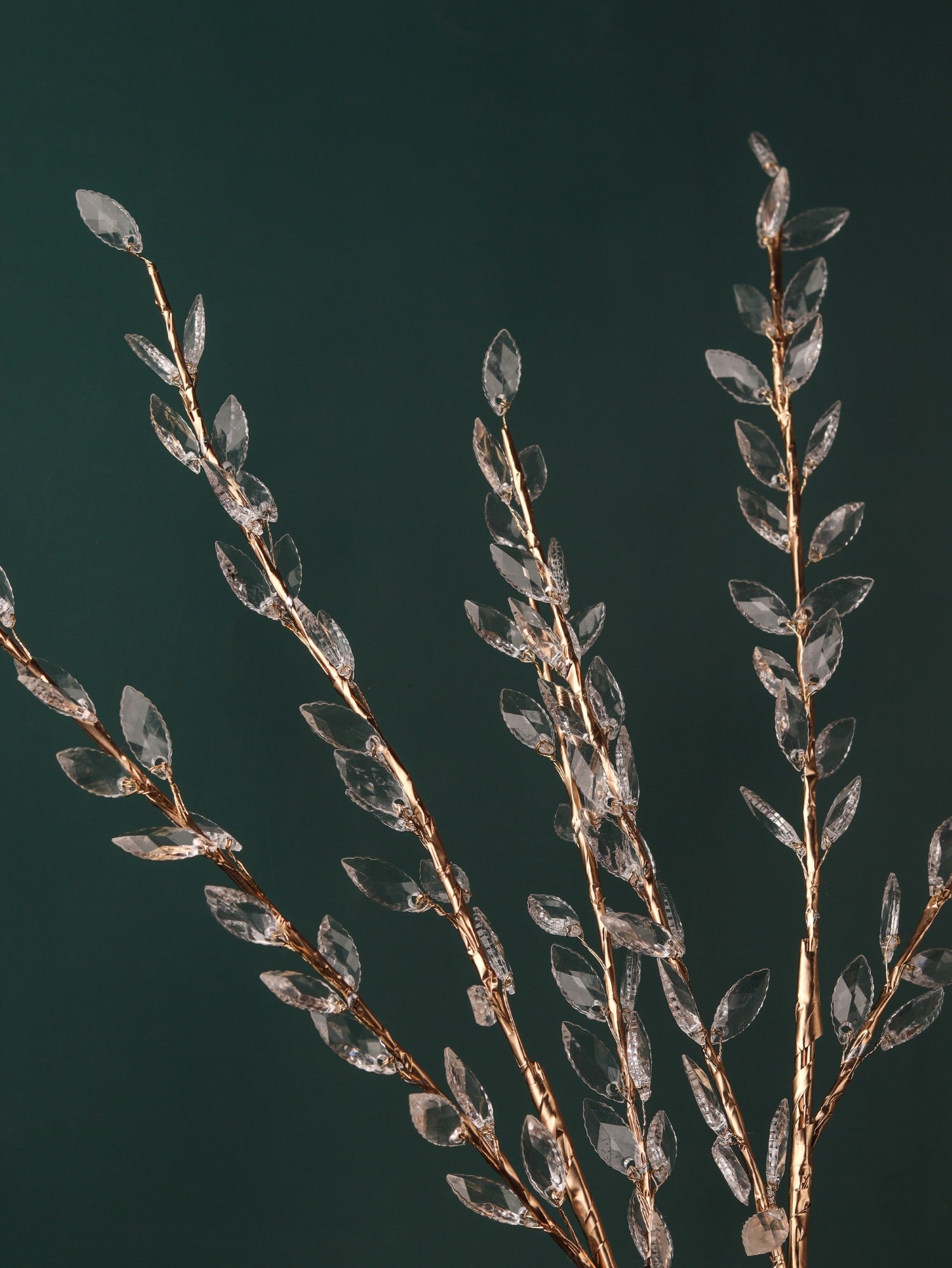 Golden Crystal Leaf Branch Vase Fillers