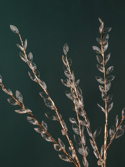Golden Crystal Leaf Branch Vase Fillers