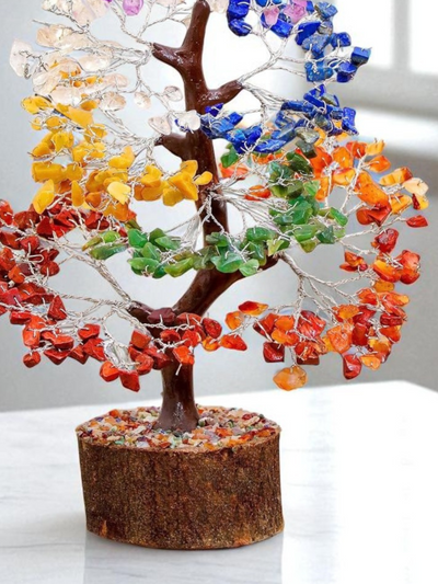 300 Beads 7 Chakra Crystal Tree with Natural Healing Gemstones