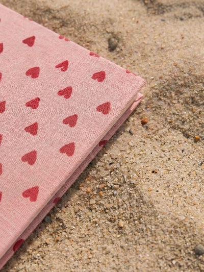 Handcrafted with Red Hearts on Pink A5 Journal Diary