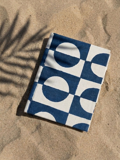 Handcrafted Sustainable A5 Diary Journal Notebook | Handmade Paper | Blue Retro Checks