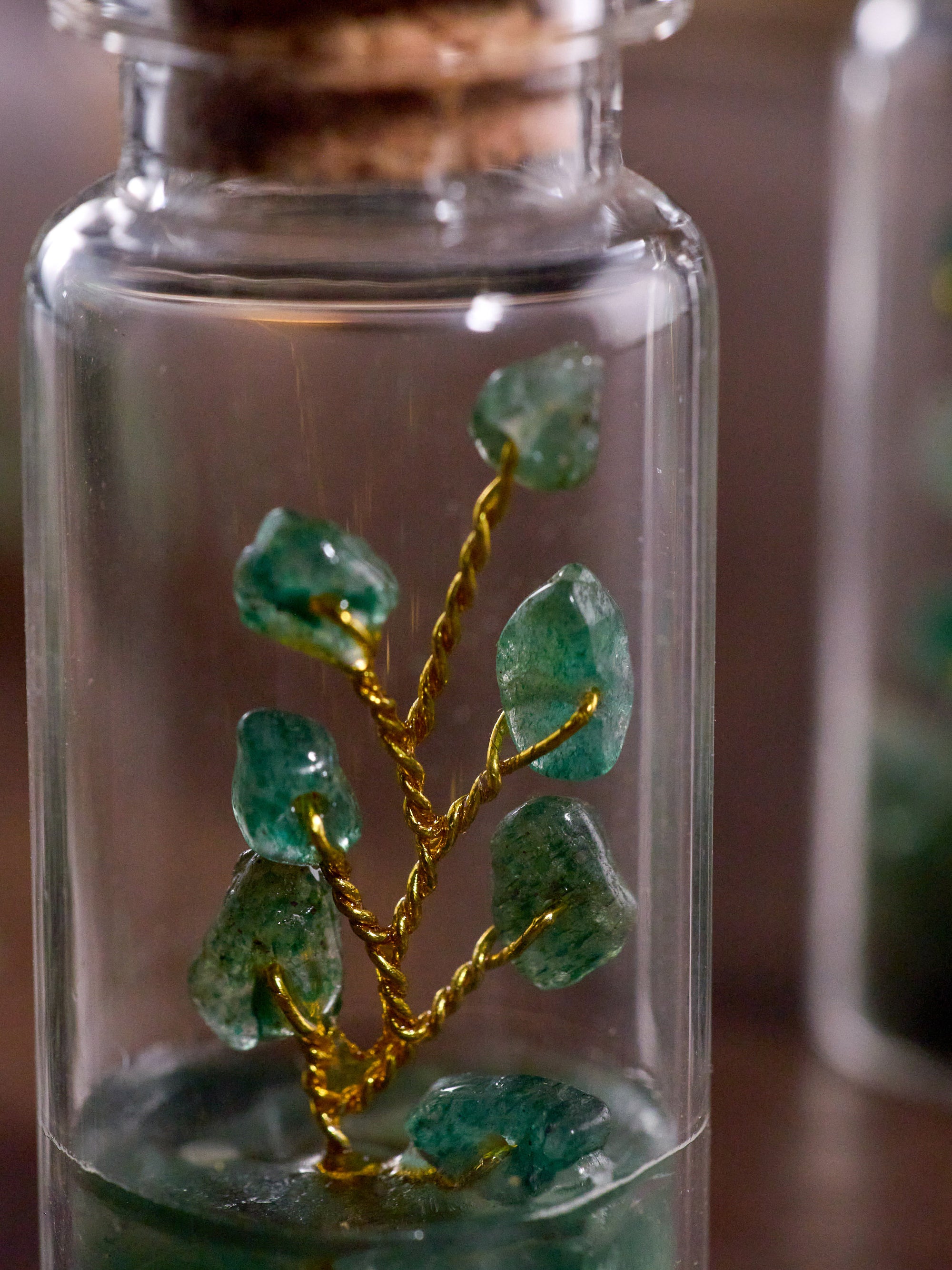 Semi-precious Gemstone - Green Aventurine Bottle Tree - Set of 2
