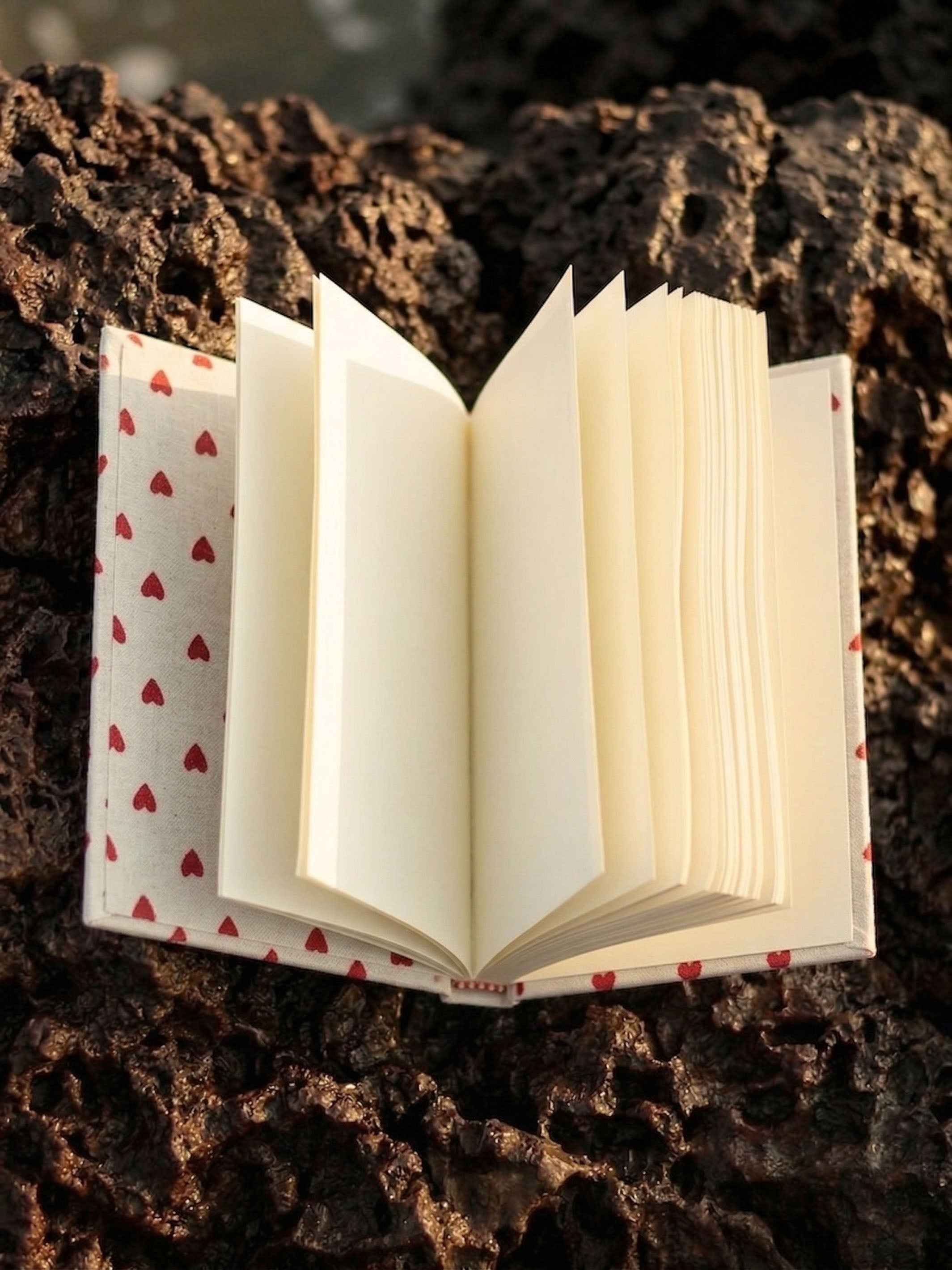 Handcrafted Red Hearts on White A5 Journal Diary