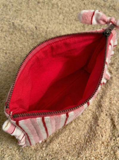 Sustainable Quilted Cotton Travel Pouch | Rosé Frill Pouch organiser