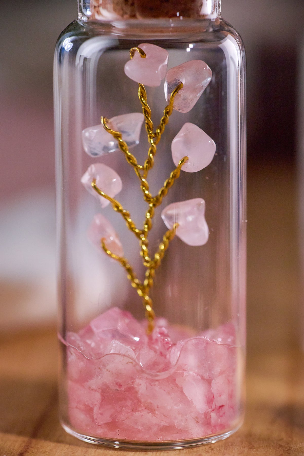 Semi-precious Gemstone - Rose Quartz Bottle Tree - Set of 2