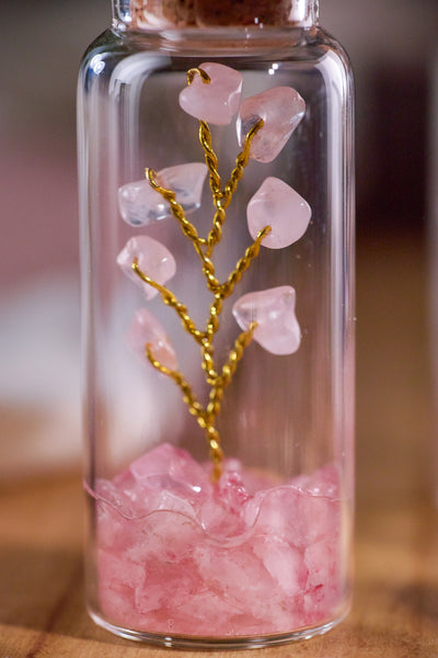 Semi-precious Gemstone - Rose Quartz Bottle Tree - Set of 2