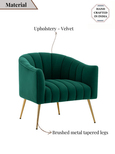 Modern Velvet Barrel Chair with Gold Metal Legs