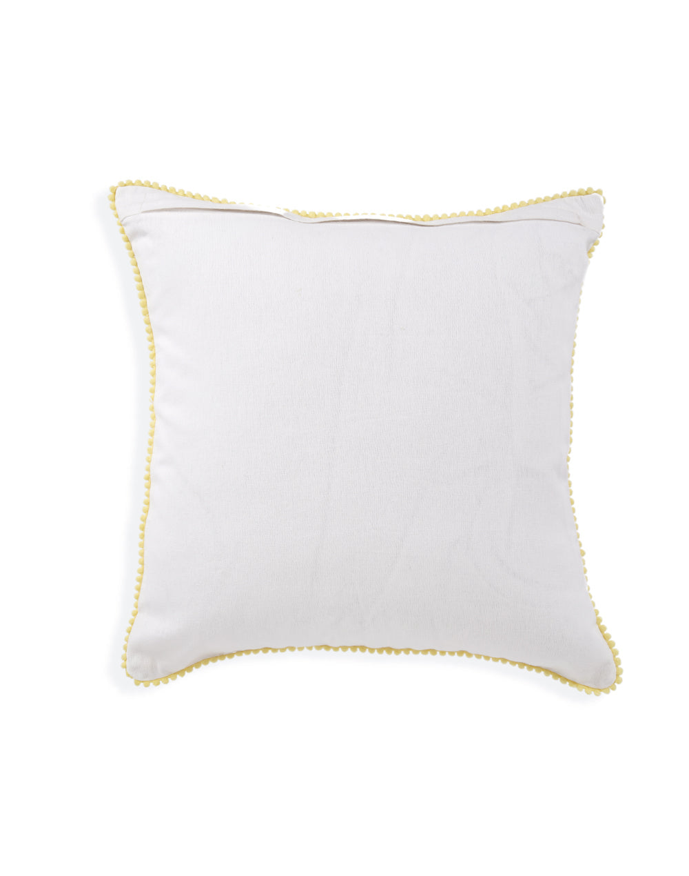 Set Of 2 - Off White Floral Embroidery Cotton Cushion Cover  - 16"X16"