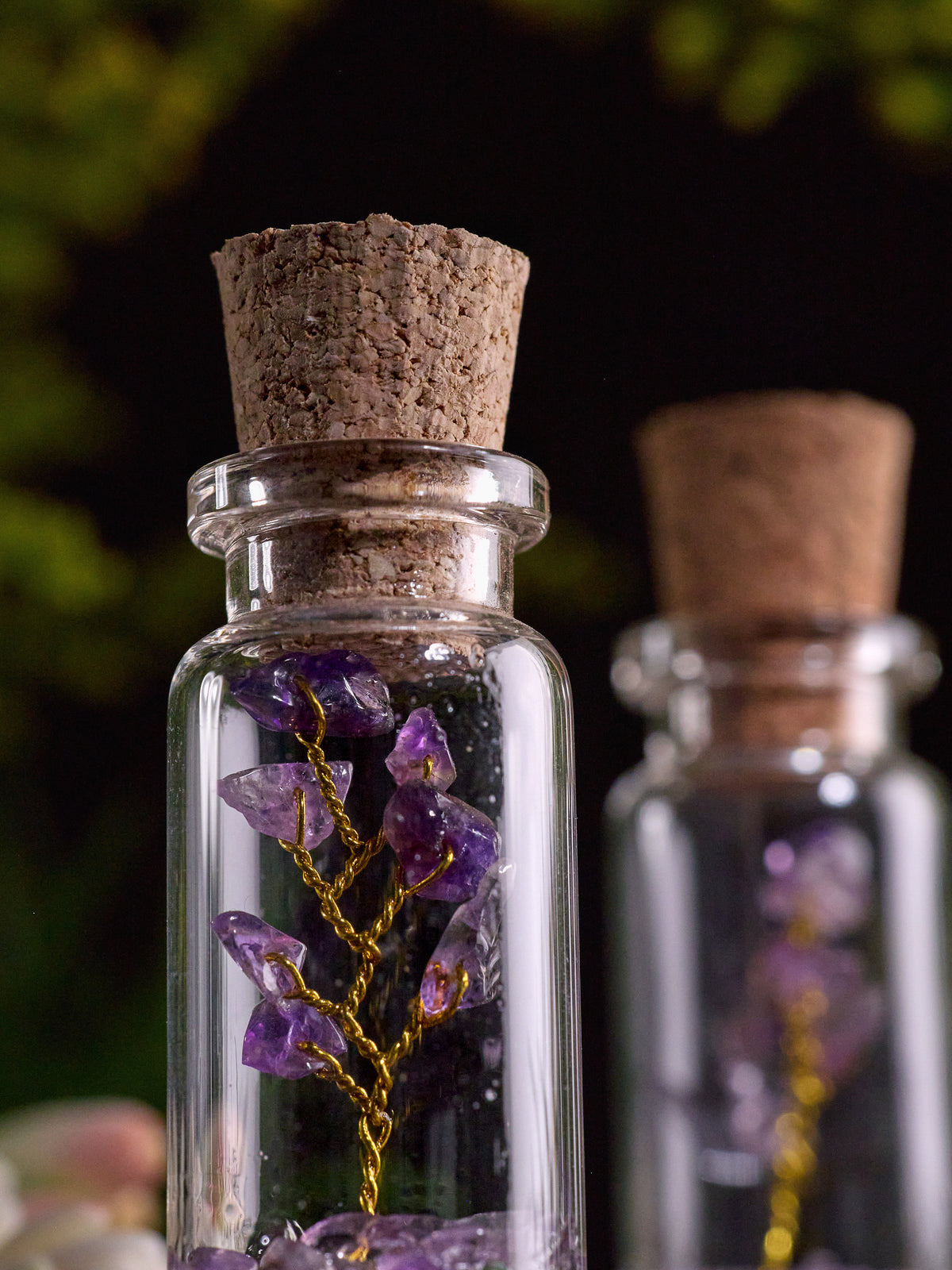 Semi-precious Gemstone - Amethyst Bottle Tree - Set of 2