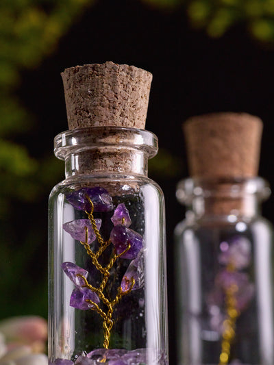Semi-precious Gemstone - Amethyst Bottle Tree - Set of 2