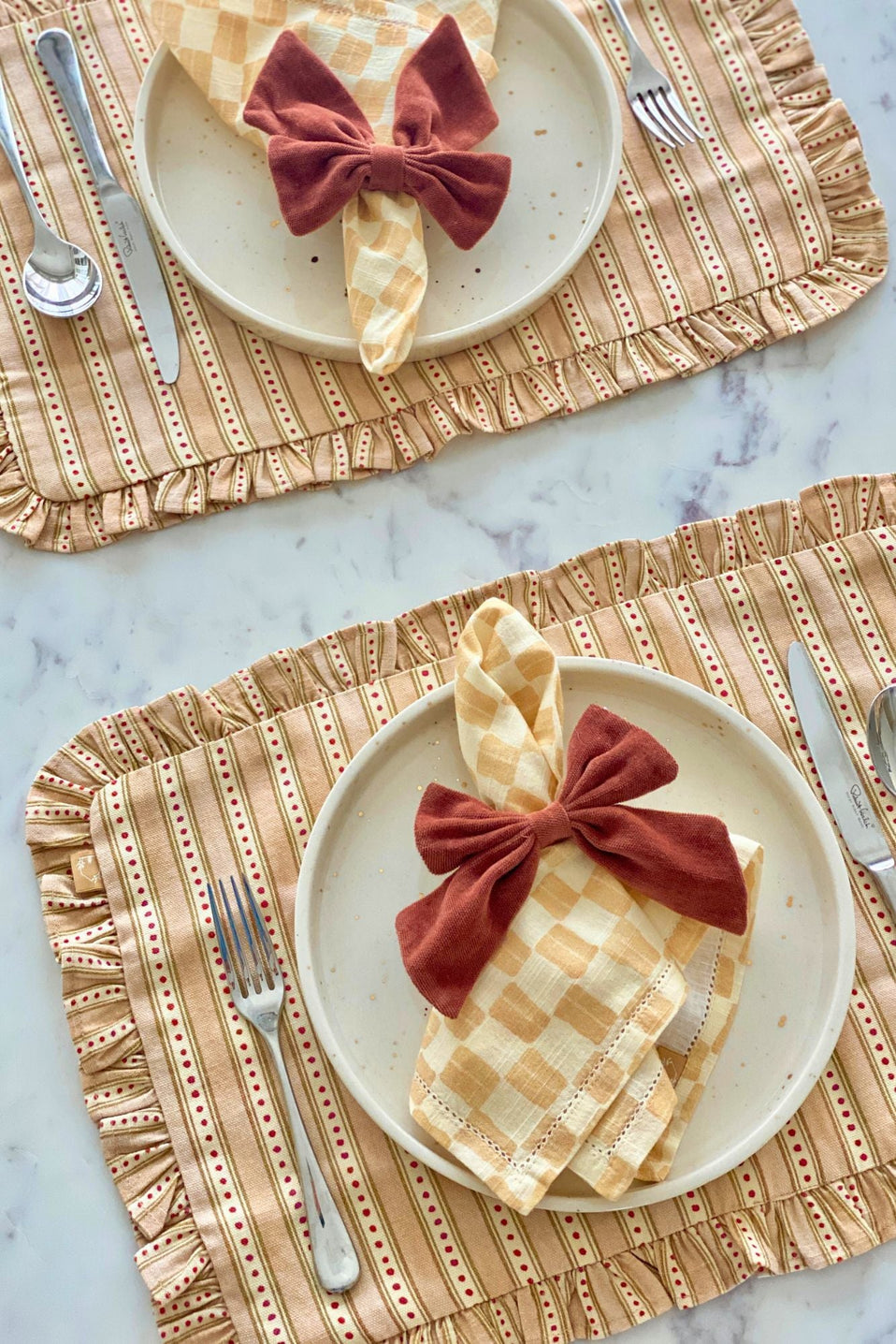 River Apricot Ruffle Table Mats-Set of 2