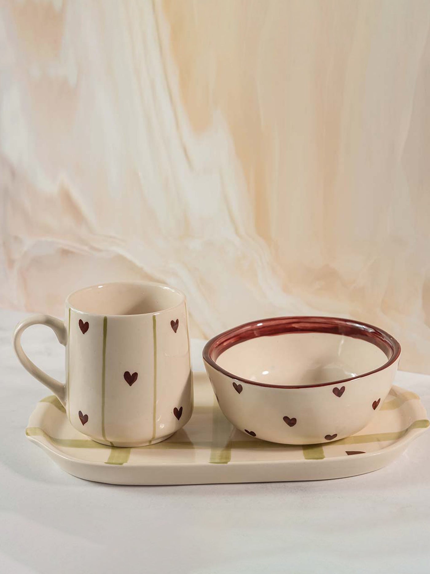 Ceramic Breakfast Set - Lovestruck Red