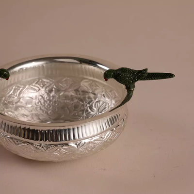 Parrot Brass Urli Medium - Silver