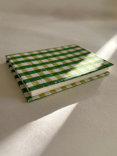 Handcrafted Sustainable A5 Diary Journal Notebook l Handmade Paper l Green Checks