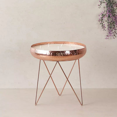 Stardust Rose Gold Hammered Candle Urlis on a stand set of 3