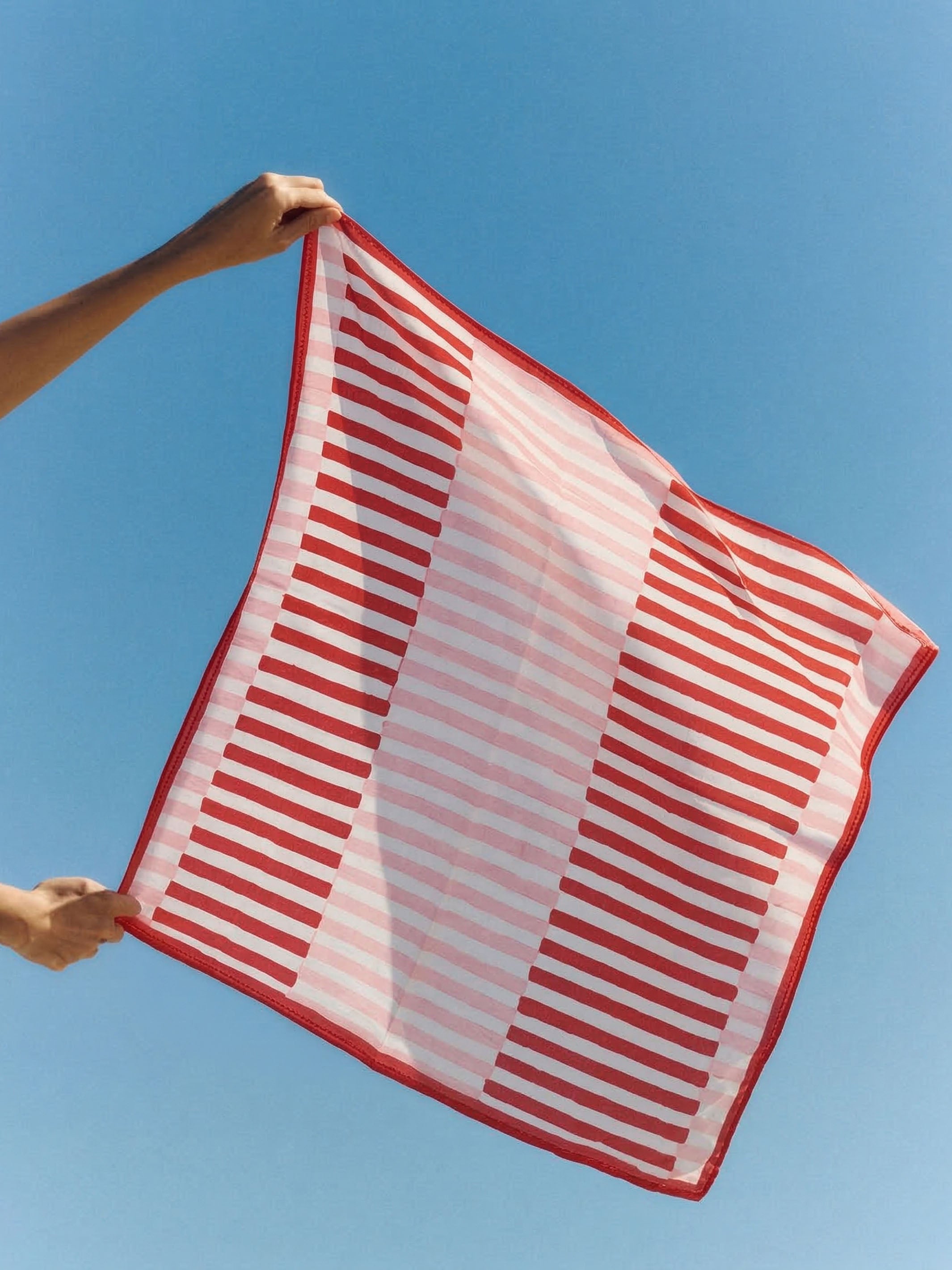 Pink & Red Stripes Bandana Cotton Square Scarf - Product Image 