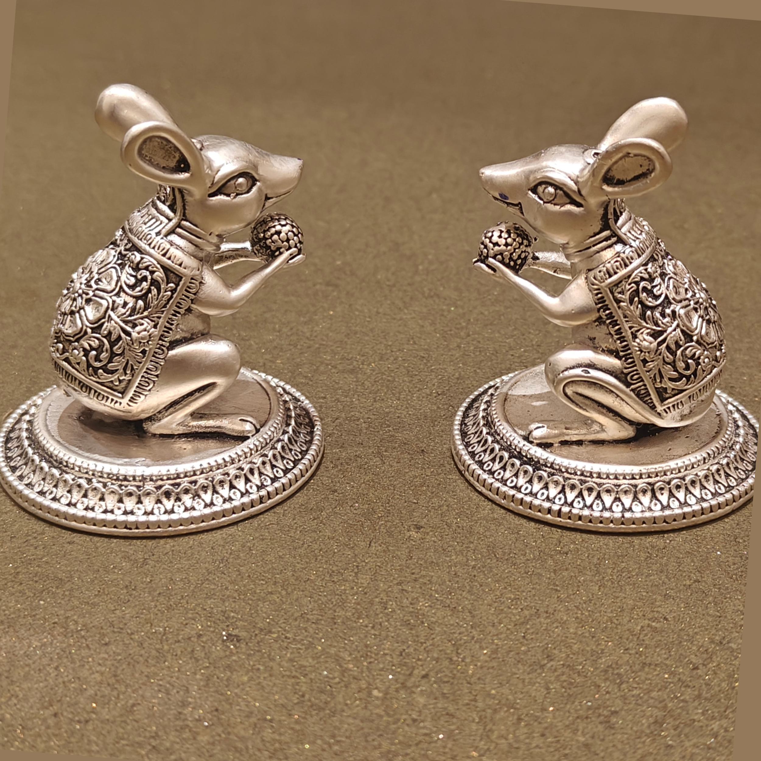 Silver-Plated Mushak with Laddu