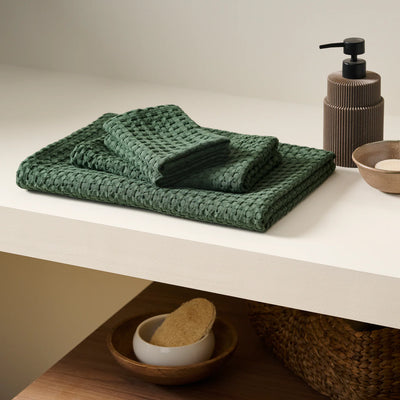 Honeycomb | Cotton Bamboo | Waffle | Bath Set - Verde