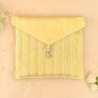 Yellow & Silver Striped Saree/Stole Cases