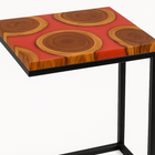 Teak Wood Epoxy End Table – Red Resin Finish