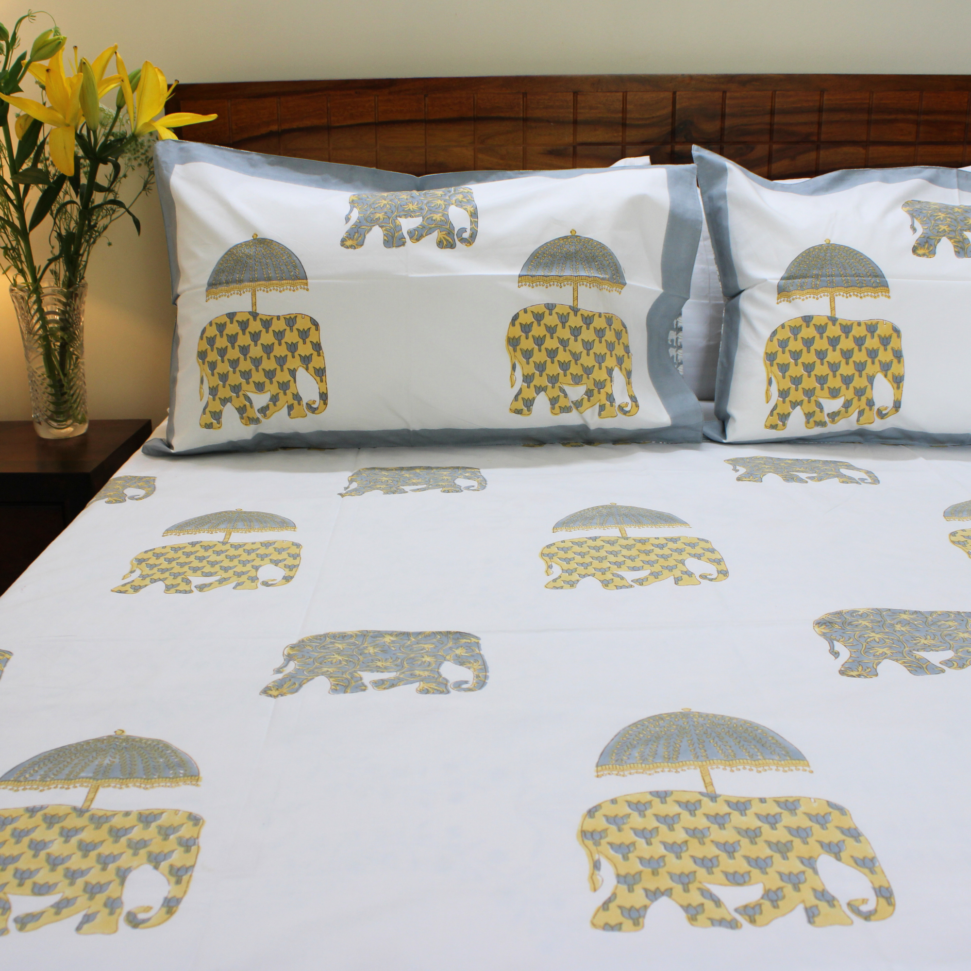 Colours Of The Garden: Handblock Bedsheet