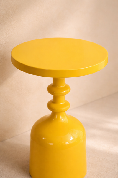 CIRCA Marigold Iron Pedestal Accent Table – Modern Round Side Table