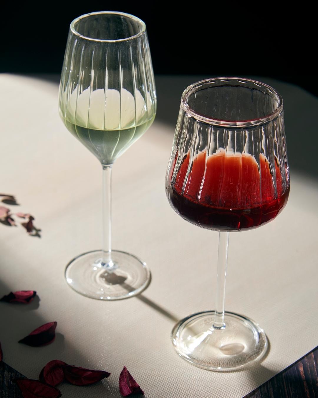 Ribbed Diamond Designer Wine Glass | 350ml | Set of 2,4,6