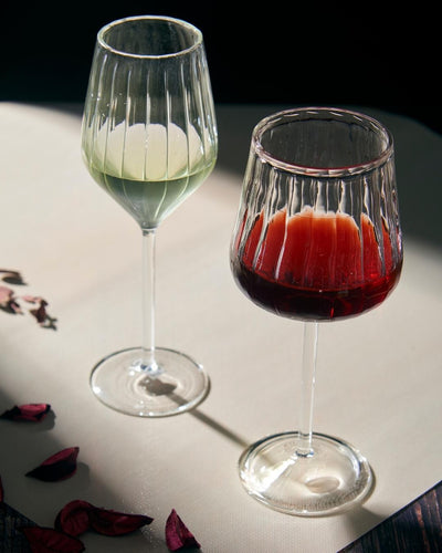 Ribbed Diamond Designer Wine Glass | 350ml | Set of 2,4,6
