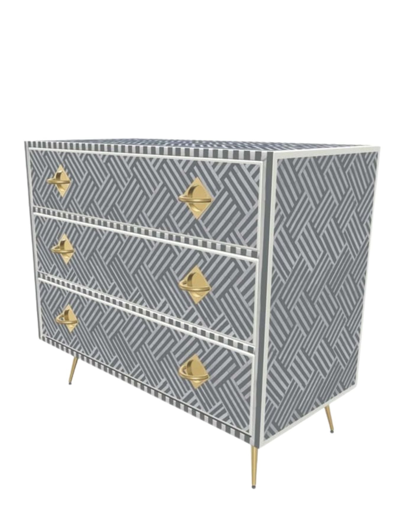 Inlay Chest of Drawers - Chevron