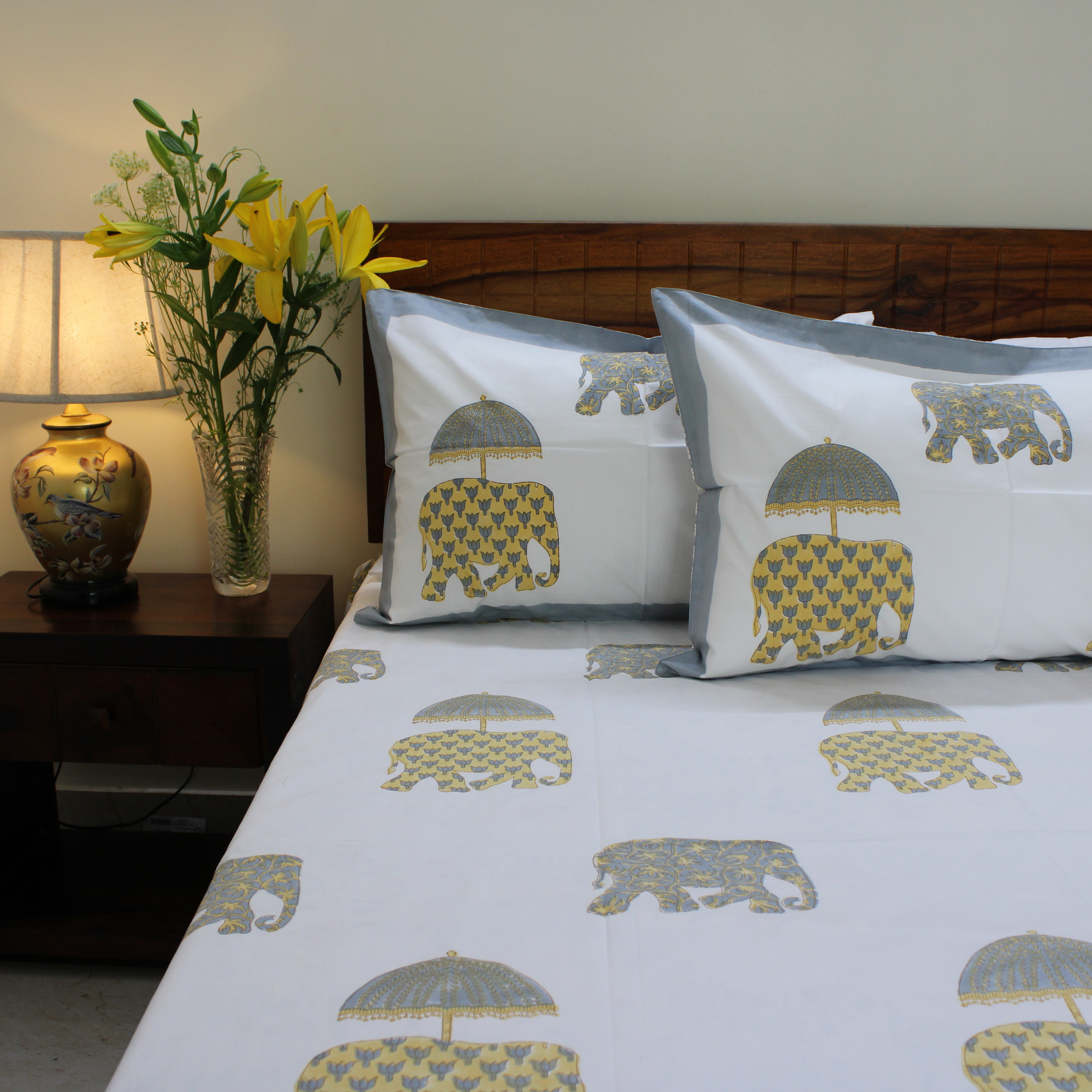 Colours Of The Garden: Handblock Bedsheet
