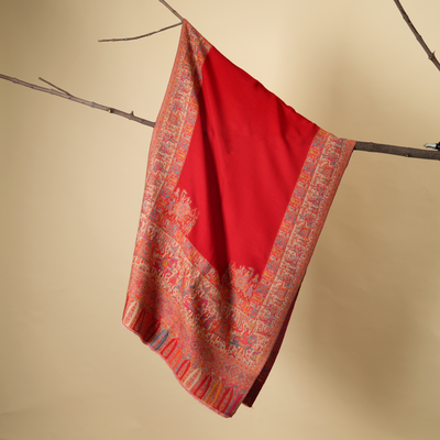 Darbar 4 Side Border Stole- Red