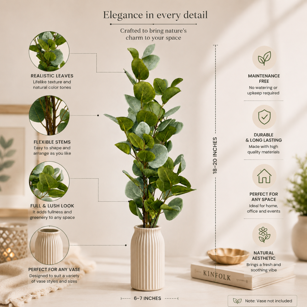 Evergreen Eucalyptus Artificial Foliage Stem | Diwali Decor - https://artecasa.in/