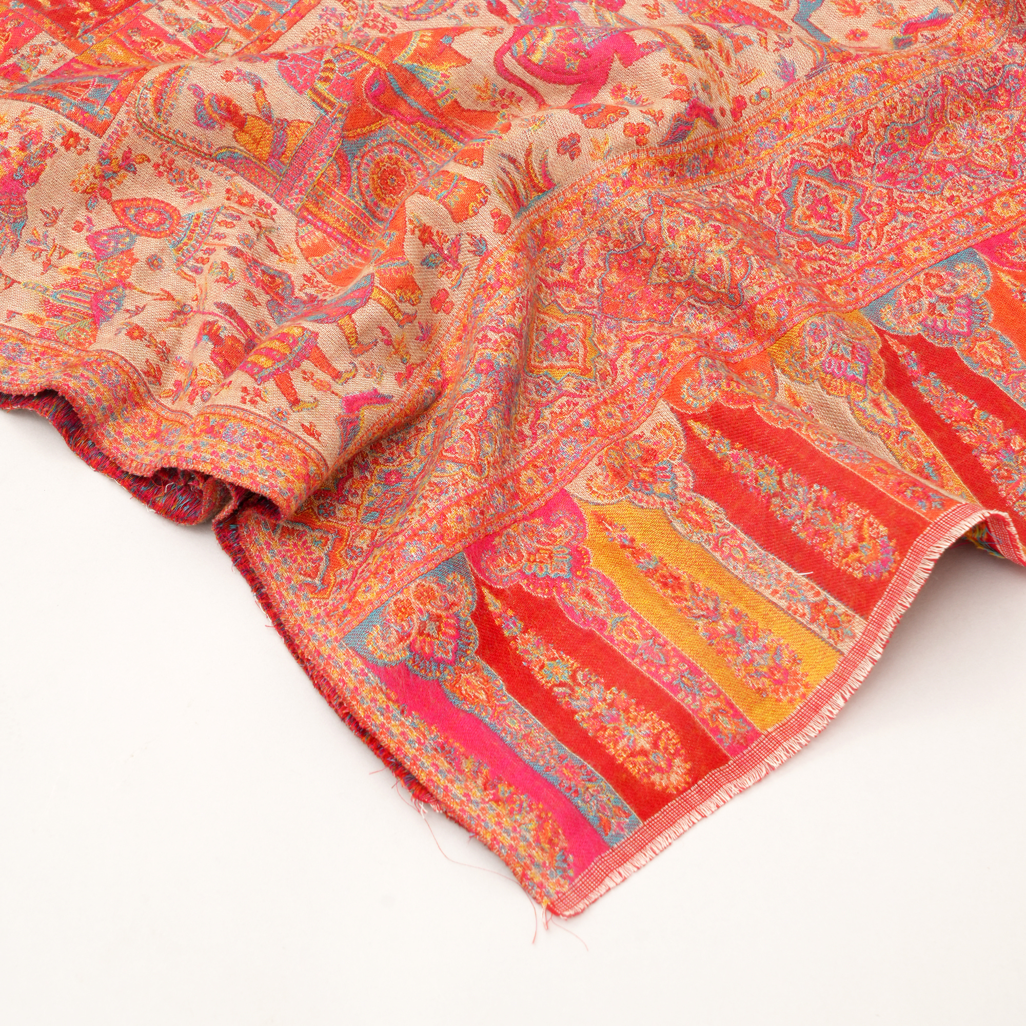 Darbar 4 Side Border Stole- Red