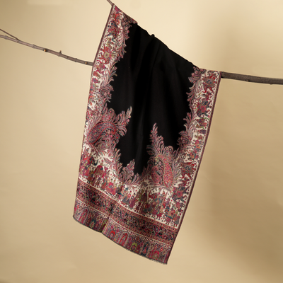Darbar 4 Side Border Stole- Black