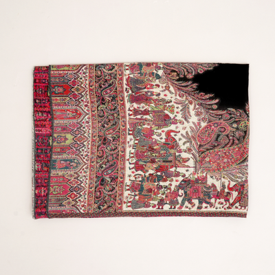 Darbar 4 Side Border Stole- Black