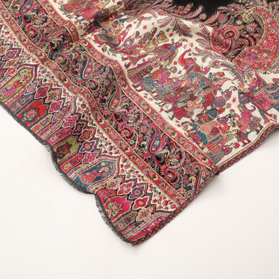 Darbar 4 Side Border Stole- Black