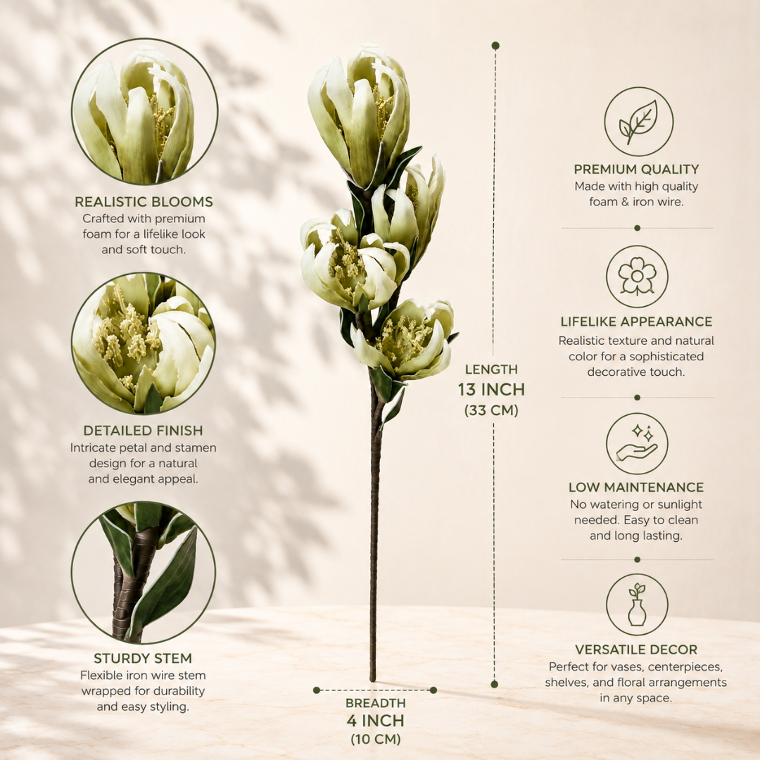 Verdant Champaca Magnolia Artificial Flower | Diwali Decor - https://artecasa.in/
