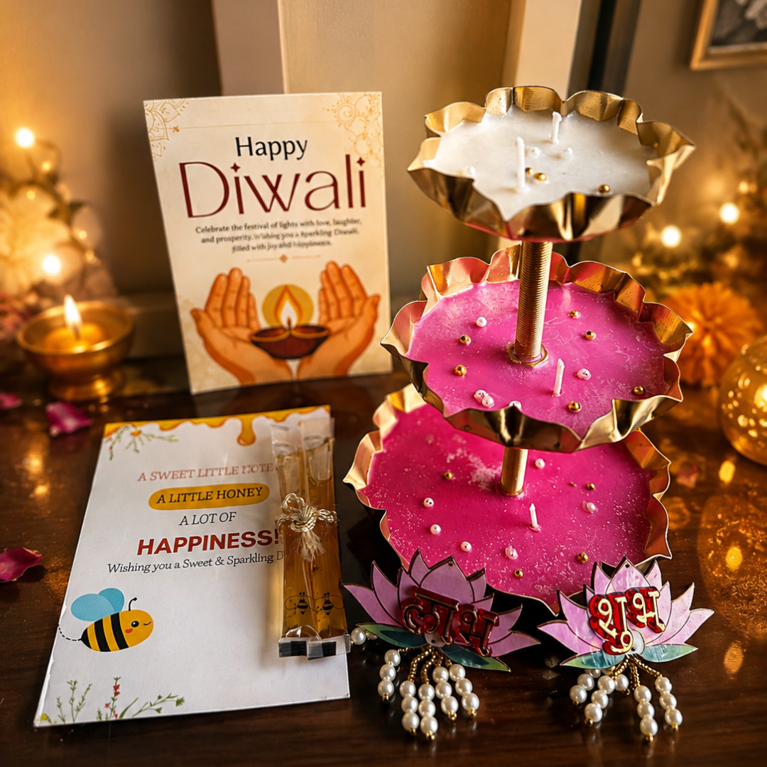 Triveni Glow 3-Tier Urli Diwali Hamper – Elegant Festive Gift - https://artecasa.in/