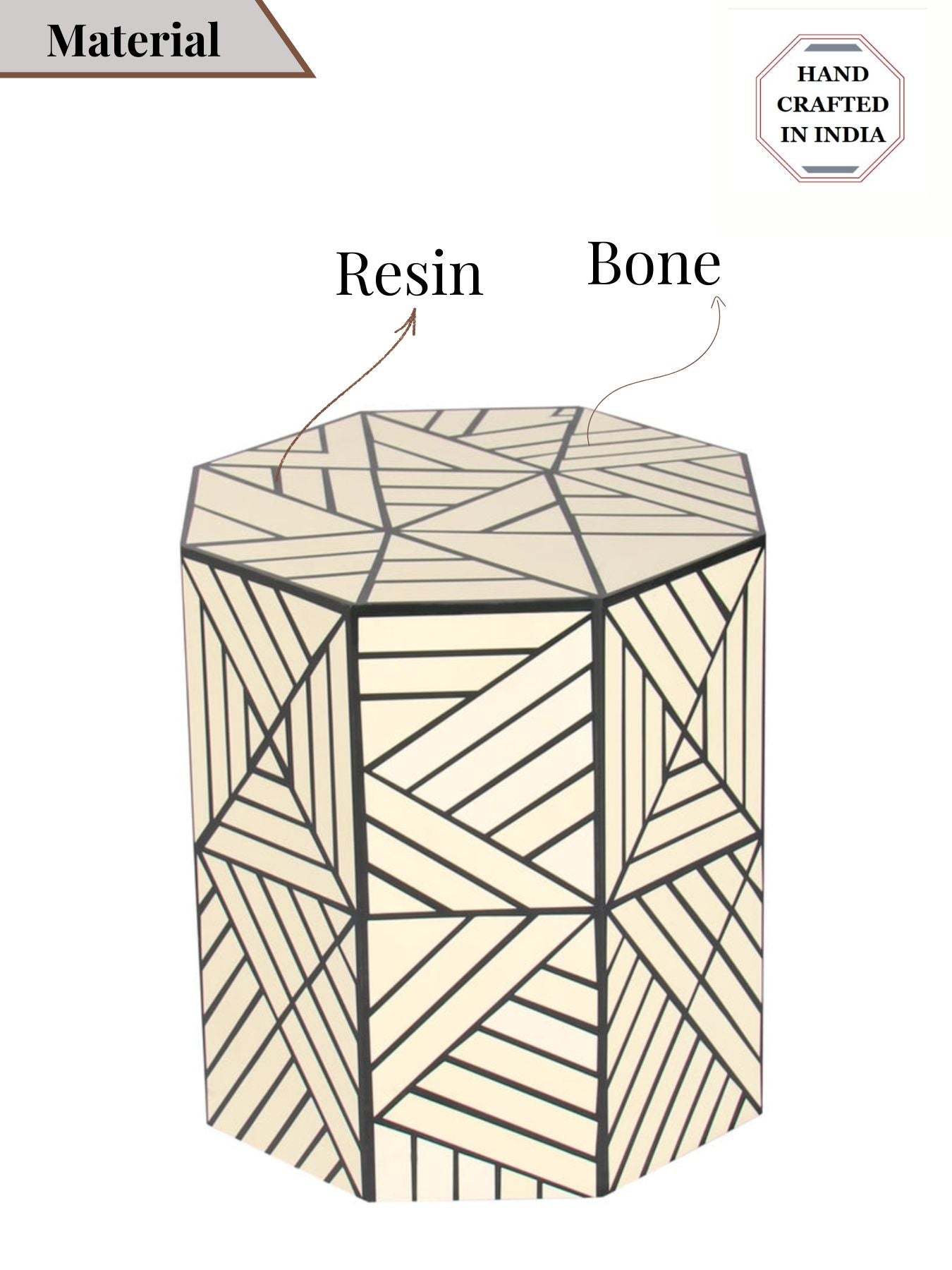 Resin Inlay Geometric Monochrome Side Table