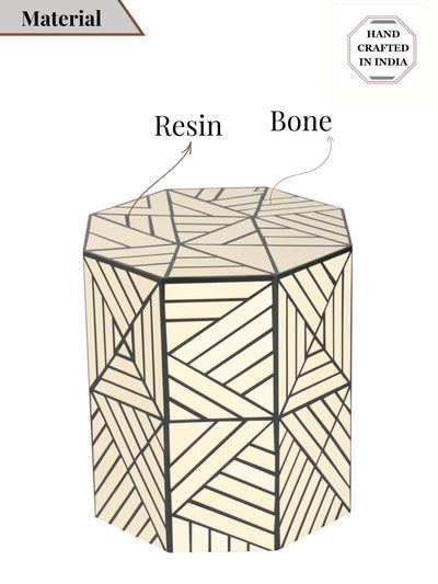 Resin Inlay Geometric Monochrome Side Table