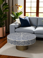 Inlay Blue Round Coffee Table - Cleo