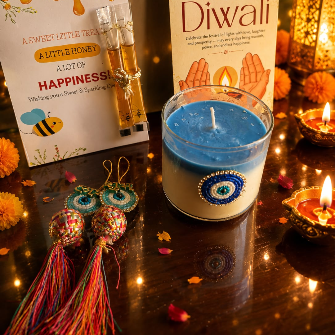 Nazar Halo Diwali Candle Gift Hamper – Evil Eye Festive Gift - https://artecasa.in/