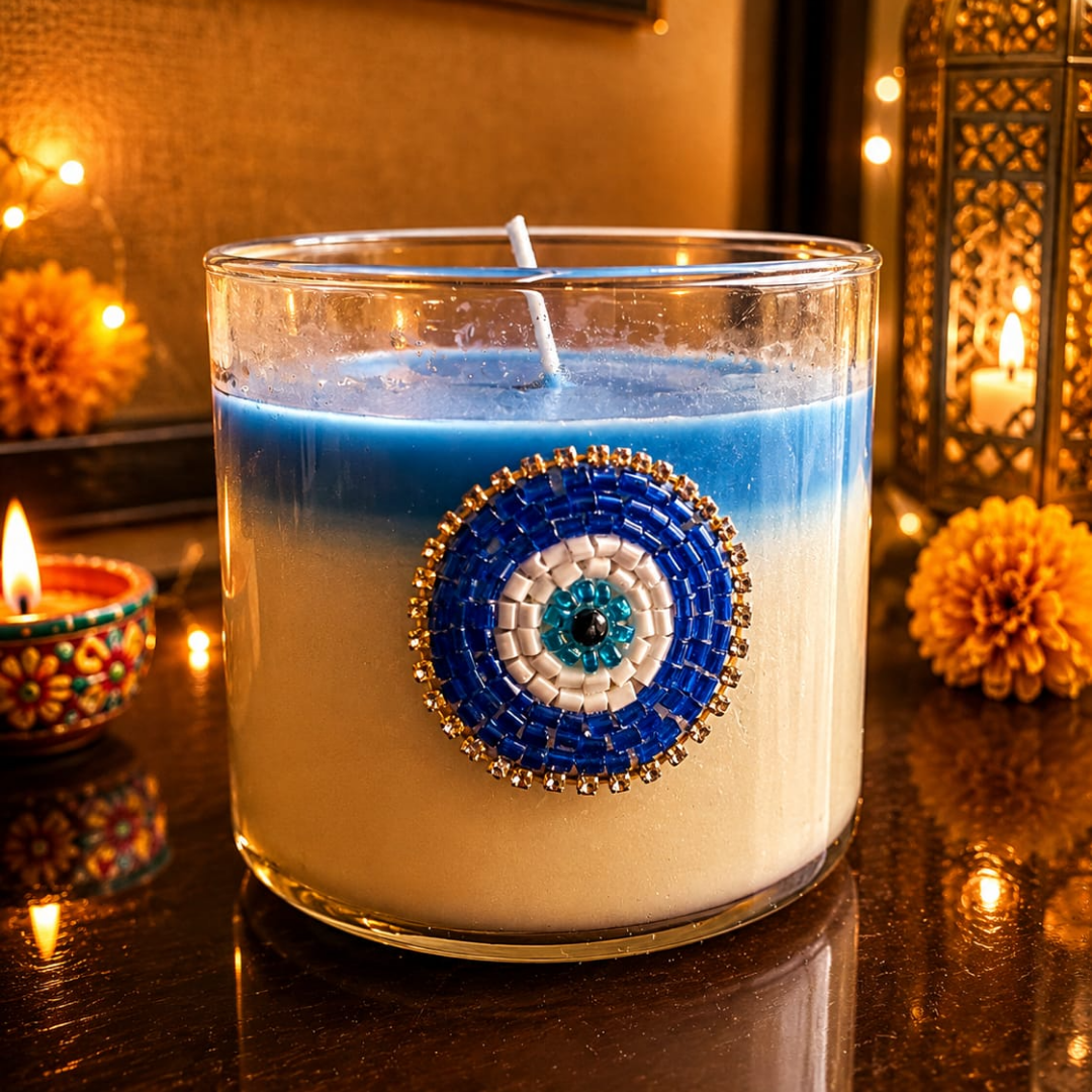 Nazar Halo Diwali Candle Gift Hamper – Evil Eye Festive Gift - https://artecasa.in/