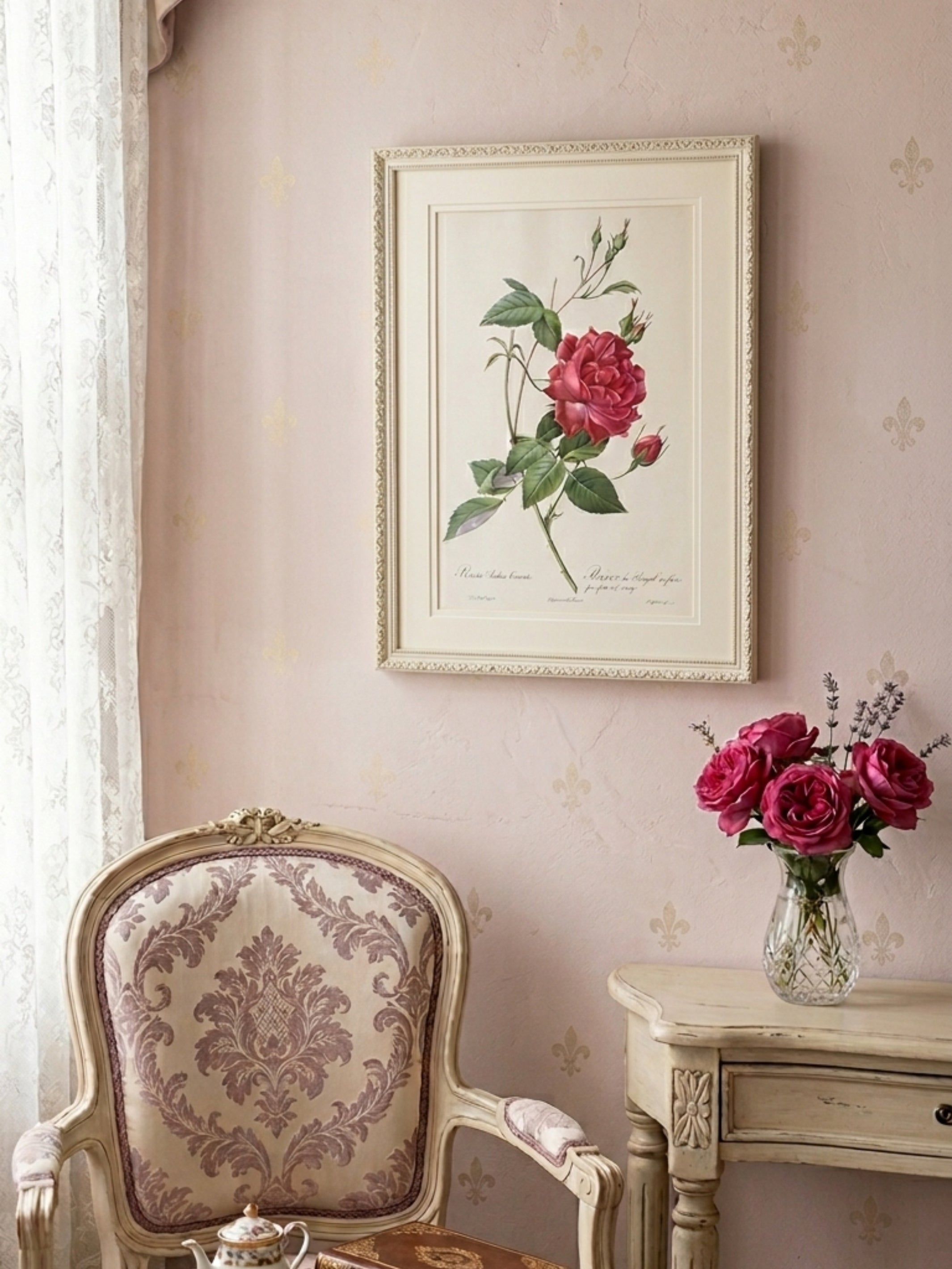 Rosa Indica Floral Digital Wall Art Print - Product Image 